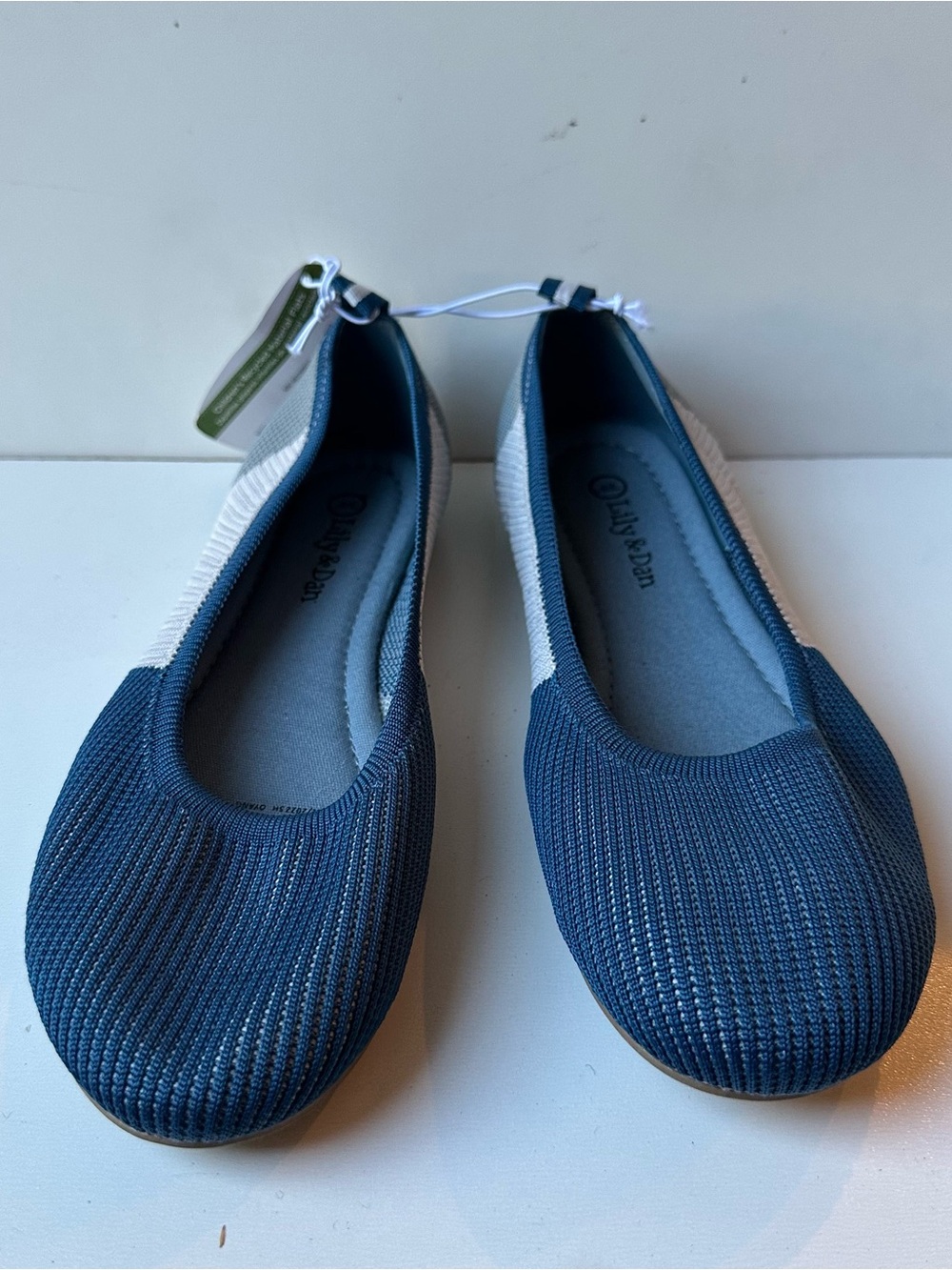 Lilly & Dan Children's Recycled Material Flats Blue Gray Knit Size 4/5 NWT